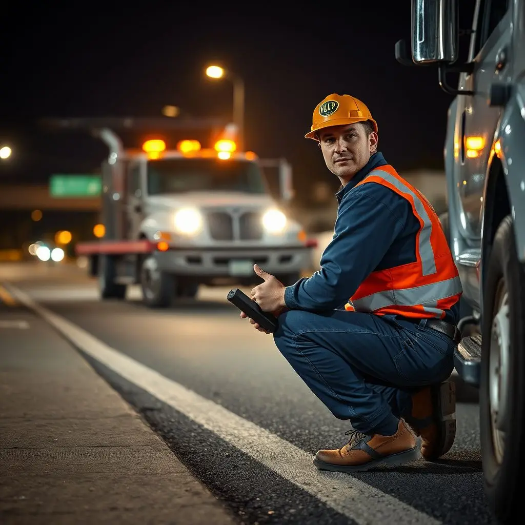 A close-up of a Kick-Start Towing operator professionally securing a wheel strap on a vehicle in Medford.